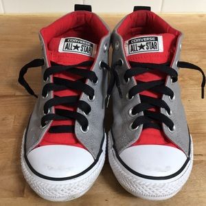 Mid top red and gray Converse All Star